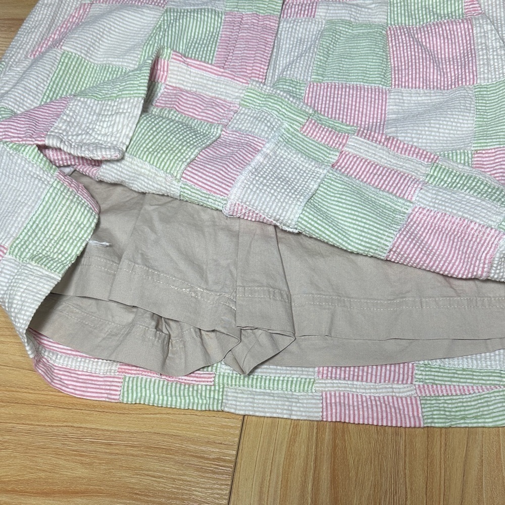 Izod golf  Patchwork Mini Skirt size6 cotton pastel wafle fábric atletic pockets - Picture 4 of 11